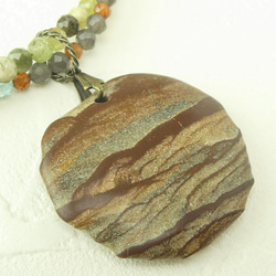 天然石チョーカー　「ポリクロームジャスパー　地球の色」　アースカラー　ナチュラル　風景　天然石チョーカー　水色　一点物 9枚目の画像