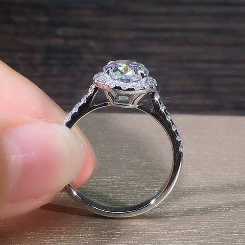 newデザイン】オーバル モアサナイト ダイヤ リング K18WG 指輪  