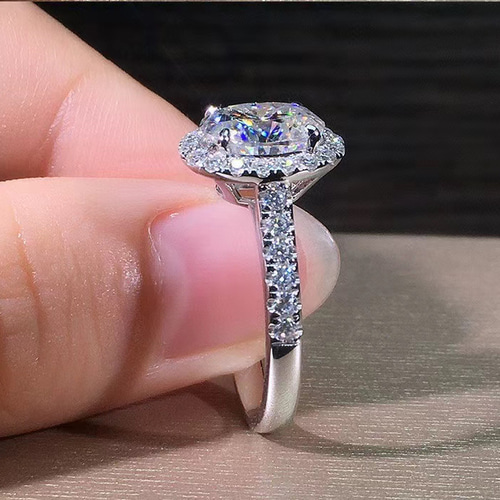 newデザイン】オーバル モアサナイト ダイヤ リング K18WG 指輪  