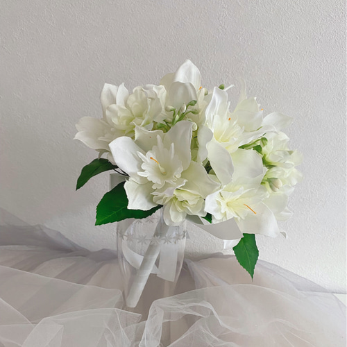 ユーチャリスブーケ&ブートニア ラウンドブーケ アーティフィシャル