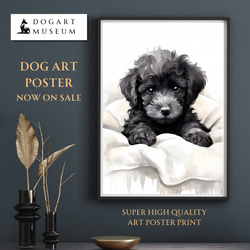 夢心地 - トイプードル犬の子犬 No.4】ブラック 黒い 風水画