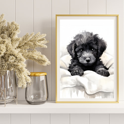 【夢心地 - トイプードル犬の子犬 No.4】ブラック 黒い 風水画 アートポスター 犬の絵 犬の絵画 犬のイラス 8枚目の画像