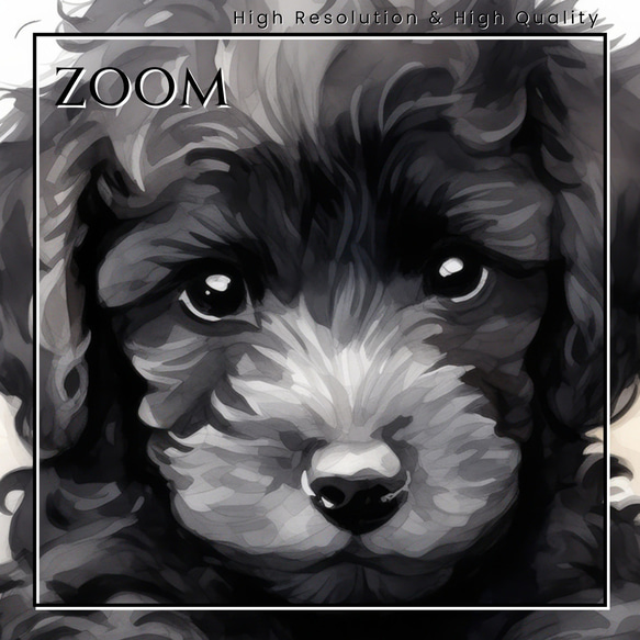 【夢心地 - トイプードル犬の子犬 No.4】ブラック 黒い 風水画 アートポスター 犬の絵 犬の絵画 犬のイラス 3枚目の画像