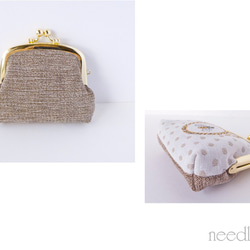 【再販新バージョン】蜂柄が可愛い　がま口ミニポーチ　アクセサリー入れ　コインケース　フランス製生地　ヴィンテージ風 5枚目の画像