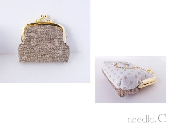 【再販新バージョン】蜂柄が可愛い　がま口ミニポーチ　アクセサリー入れ　コインケース　フランス製生地　ヴィンテージ風 5枚目の画像