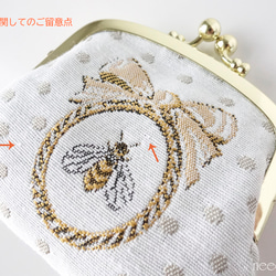 【再販新バージョン】蜂柄が可愛い　がま口ミニポーチ　アクセサリー入れ　コインケース　フランス製生地　ヴィンテージ風 7枚目の画像