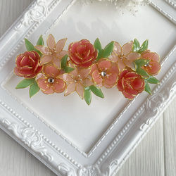 大きめバレッタ「純粋な愛〜Spring bouquet」〜カーネーション・アマリリス・アネモネ　母の日ブーケ 5枚目の画像