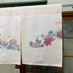 桜、花、ピンク色!丈の短いのれんー着物リメイク！ 10枚目の画像