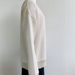 『春夏』コットン100％　サラッとした透かし編みセーター　【ホワイト】 5枚目の画像