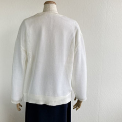 『春夏』コットン100％　サラッとした透かし編みセーター　【ホワイト】 6枚目の画像