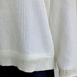 『春夏』コットン100％　サラッとした透かし編みセーター　【ホワイト】 4枚目の画像