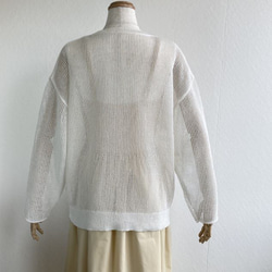 『春夏』コットン100％　サラッとした透かし編みセーター　【ホワイト】 9枚目の画像