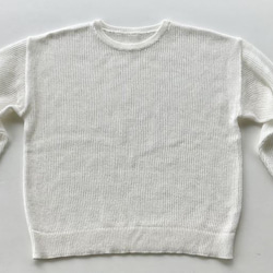 『春夏』コットン100％　サラッとした透かし編みセーター　【ホワイト】 10枚目の画像