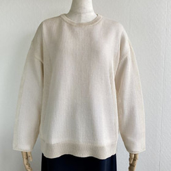 『春夏』コットン100％　サラッとした透かし編みセーター　【ベージュ】 5枚目の画像