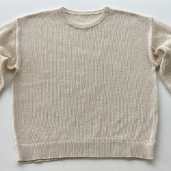 『春夏』コットン100％　サラッとした透かし編みセーター　【ベージュ】 8枚目の画像