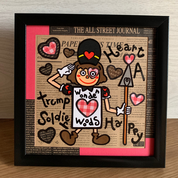 【原画作品】貼り絵★ハートのトランプ兵 原画】貼り絵☆ハートのトランプ兵 イラスト wonder woods 通販