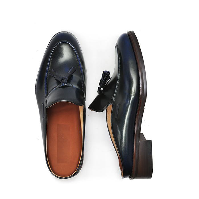 かかとなしレザーローファー 本革サンダル ブローファー メンズローファー 本革 オーダーシューズ 靴