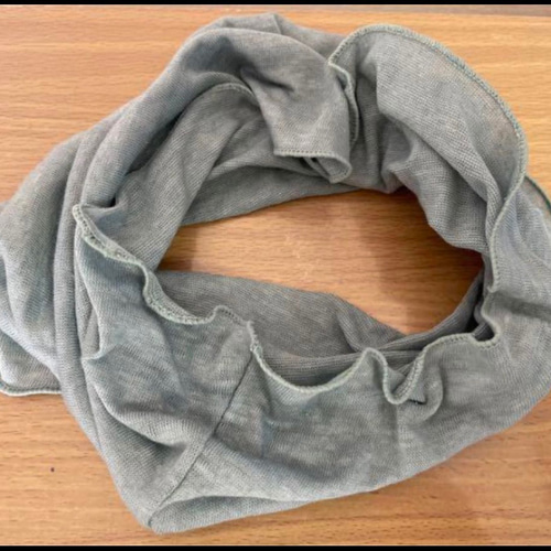 手染めゆったりやわらかリネン麻100%若草グリーンネックウォーマー新品  