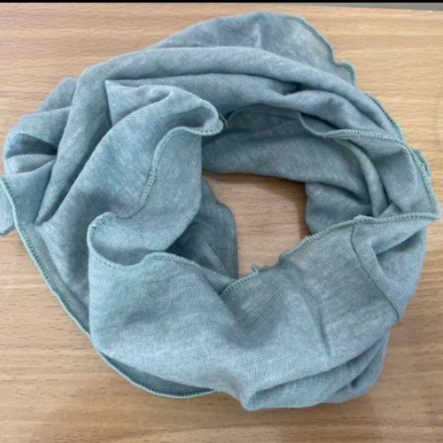 手染めゆったりやわらかリネン麻100%若草グリーンネックウォーマー新品  