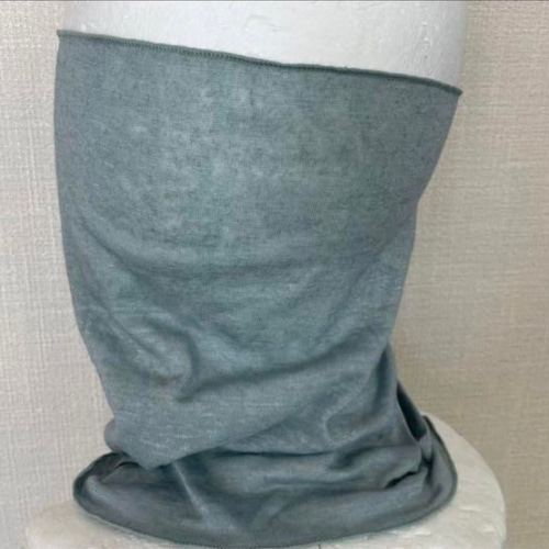 手染めゆったりやわらかリネン麻100%若草グリーンネックウォーマー新品  