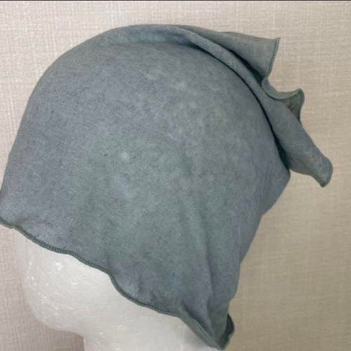 手染めゆったりやわらかリネン麻100%若草グリーンネックウォーマー新品  