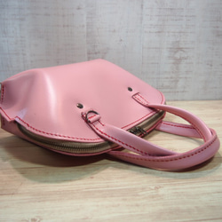 淡いピンクの2WAYミニ革バッグ 5枚目の画像