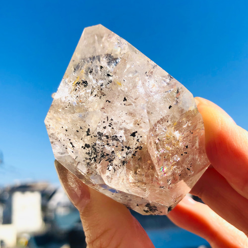 大粒！虹入りハーキマーダイヤモンド原石 天然石 虹色の星 通販