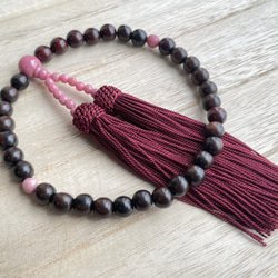 全宗派共通 片手念珠 女性用 紫檀 数珠 ローズウッド 1枚目の画像