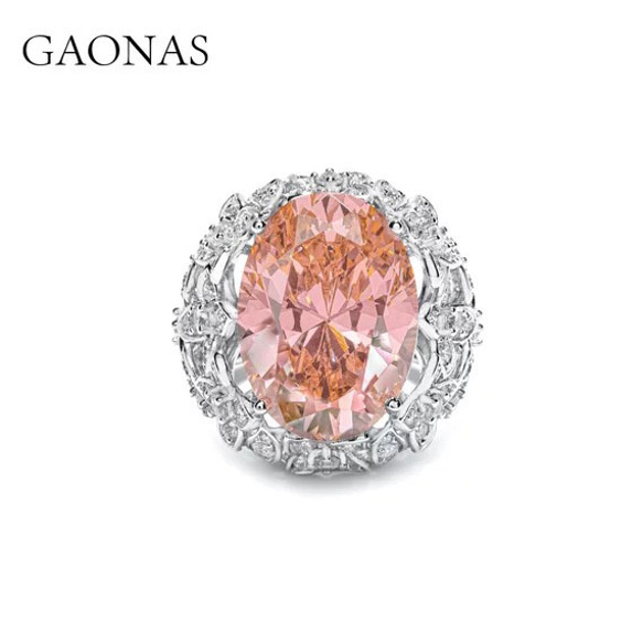 パパラチアサファイア花モチーフ リング ガオナス 人工パパラチアサファイア フラワー リング キラキラ