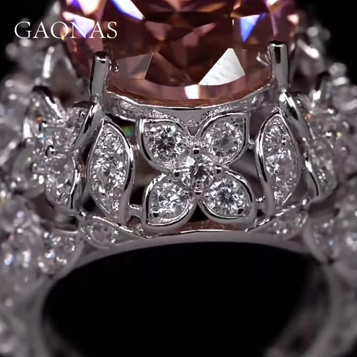 ガオナス 人工パパラチアサファイア フラワー リング キラキラ