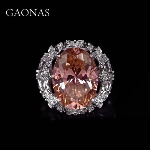 ガオナス 人工パパラチアサファイア フラワー リング キラキラ