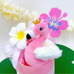【選べる　ケーキトッパー】mini　おむつケーキ　　(ピンク)　／　ハワイアン　ベビーギフト　出産祝い　 3枚目の画像