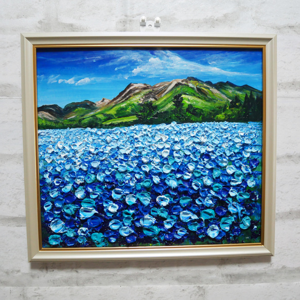 油絵 油彩 油彩画 絵 絵画 【Nemophila field】 1枚目の画像