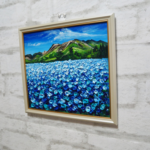 油絵 油彩 油彩画 絵 絵画 【Nemophila field】 絵画 HR 通販 