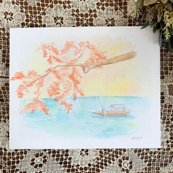 【原画】 紅葉と川の風景画　nyago 1枚目の画像
