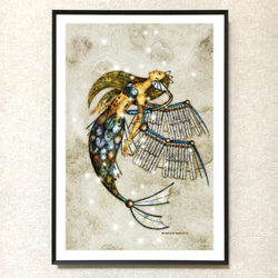 アートポスター『翼のある機械の人魚』A4/A3/A3ノビサイズ 北欧風