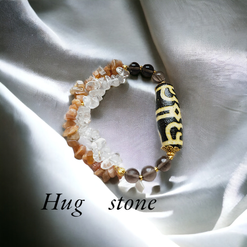 自分らしく生きる◇四線虎牙蓮花天珠】天然石ブレスレット サン  