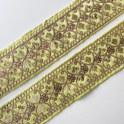 【50cm】インド刺繍リボン　スプリンググリーン　シルク　IS992 5枚目の画像