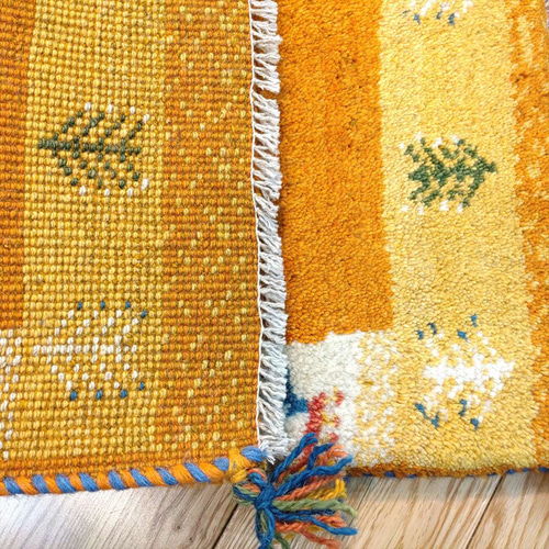 新規入荷】ペルシャ ギャッベ 玄関マット 88x63cm 黄金色 生命の 新規入荷】ペルシャ ギャッベ 玄関マット 88x63cm 黄金色 生命の