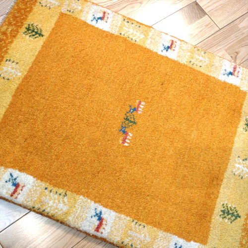 新規入荷】ペルシャ ギャッベ 玄関マット 88x63cm 黄金色 生命の 新規入荷】ペルシャ ギャッベ 玄関マット 88x63cm 黄金色 生命の