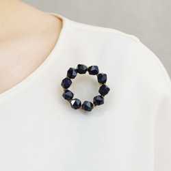 【ブローチ・Sサイズ(M、Lに変更可能)】満点の星空 天の川 宇宙の結晶・ブルーゴールドストーン リース 2枚目の画像