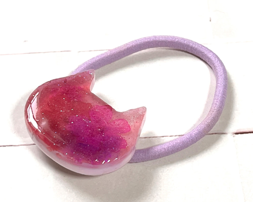 24-2403 猫×花×濃いピンク ヘアゴム ヘアゴム SARAH工房 通販 17468803