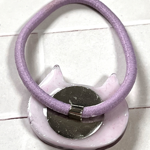 24-2403 猫×花×濃いピンク ヘアゴム ヘアゴム SARAH工房 通販 17468803