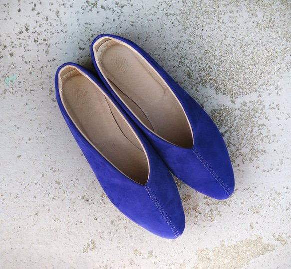 [使用正絨面革！ 】寶藍色真皮高跟鞋❄︎日本製❄︎ 第1張的照片