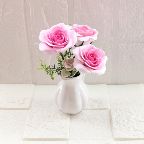 クレイフラワー♥薔薇のアレンジメント♥ハンドメイド クレイフラワー シックなバラのボックスアレンジメント | クレイ