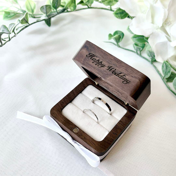 【オーダーメイド】★木製ボックス　リングピロー★　指輪ケース　婚約指輪　ウェディング　結婚式 9枚目の画像