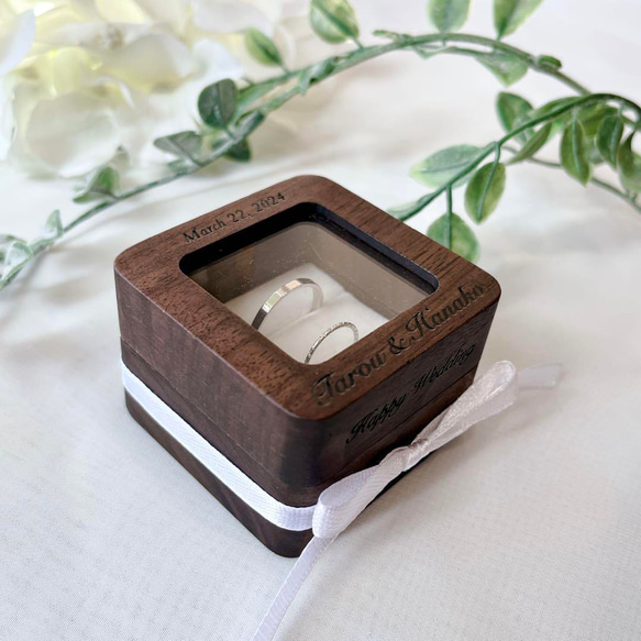 【オーダーメイド】★木製ボックス　リングピロー★　指輪ケース　婚約指輪　ウェディング　結婚式 6枚目の画像