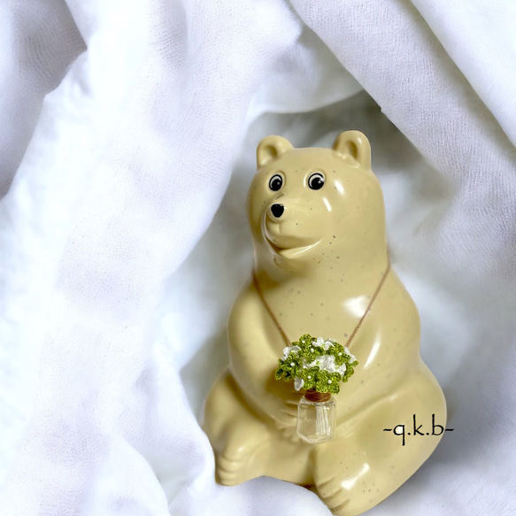 しろくま貯金箱用】小花の花束と小さなフラワーベース(アナベル