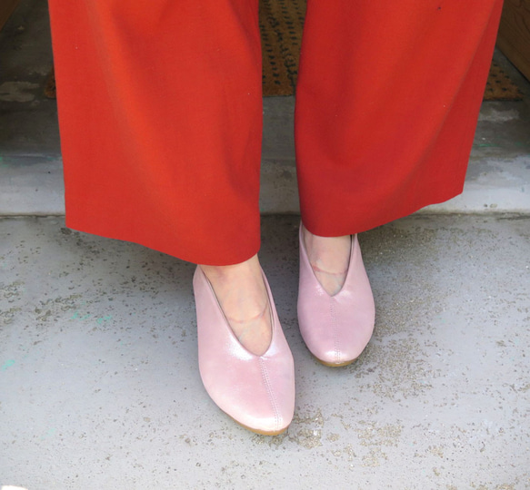 【溫柔的色彩！ ] Lamé 淺粉紅真皮高跟鞋❄︎日本製❄︎ 第3張的照片