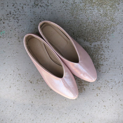 【溫柔的色彩！ ] Lamé 淺粉紅真皮高跟鞋❄︎日本製❄︎ 第4張的照片
